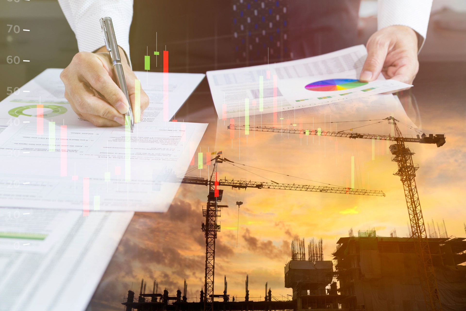 Businessman signing a building construction contract